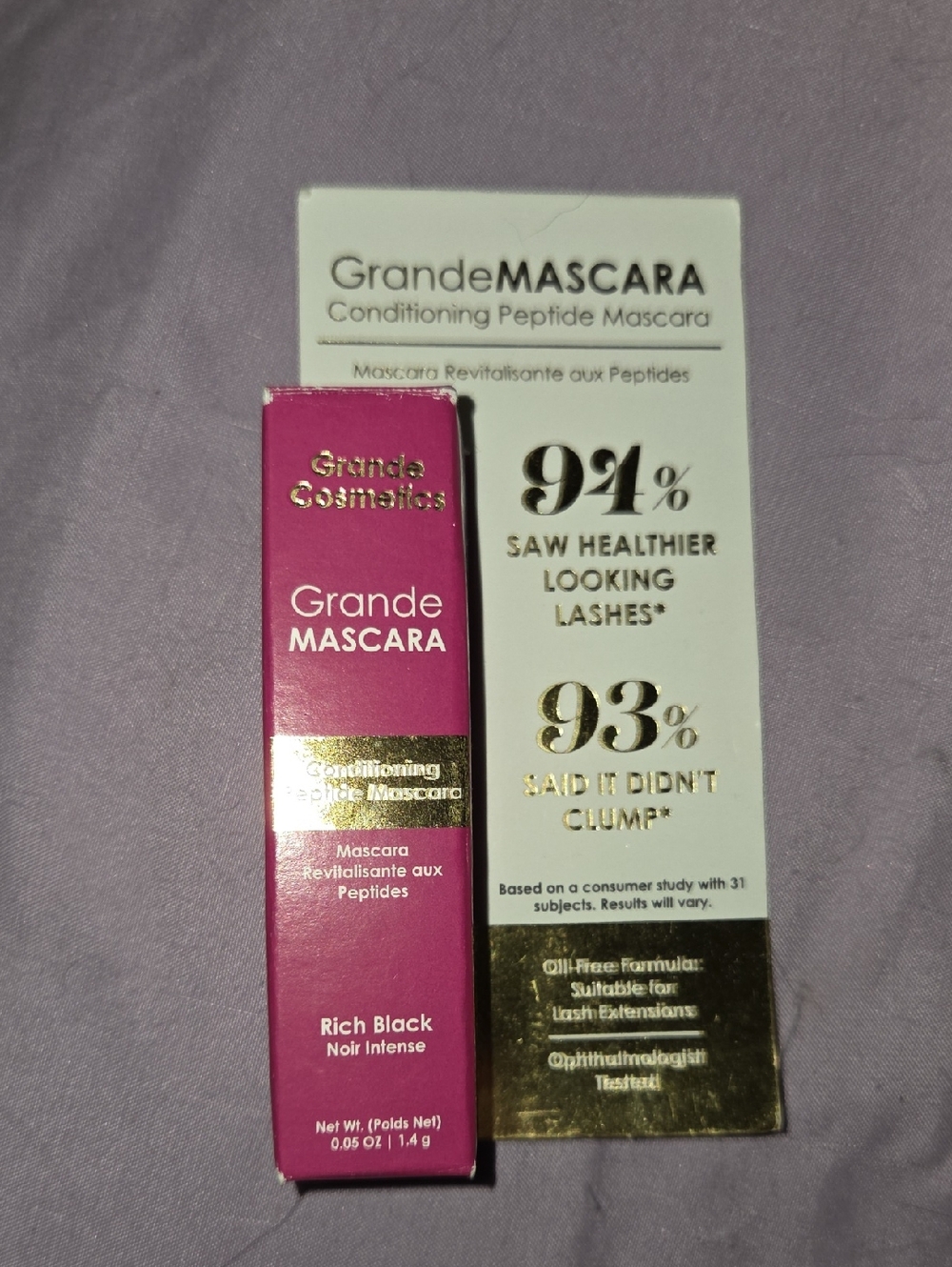 GrandeMASCARA Conditioning Peptide Mascara — Rich Black (Pink Packaging)